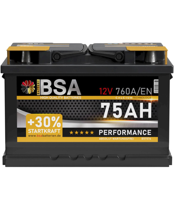 BSA Performance Autobatterie 75Ah 12V +30% Power