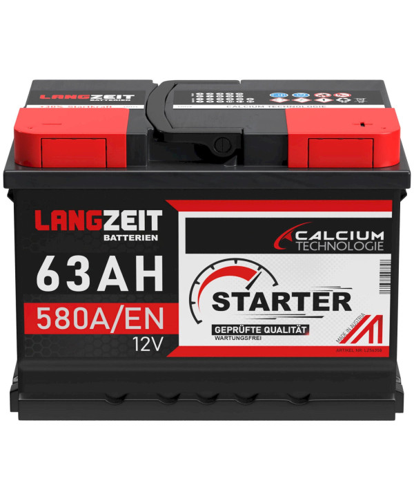 Langzeit Starter Autobatterie 63Ah 12V Starterbatterie