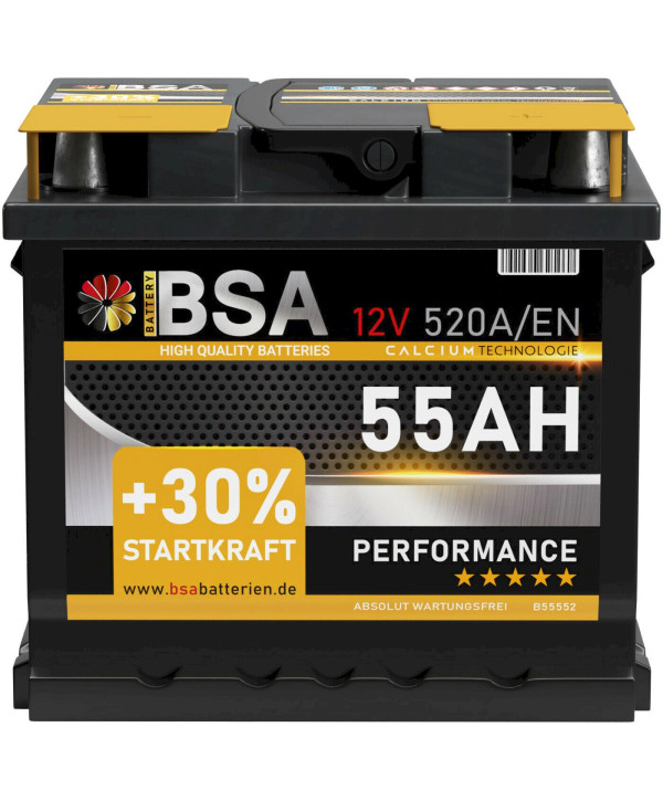 BSA Autobatterie 12V 55Ah 520A/EN Starter