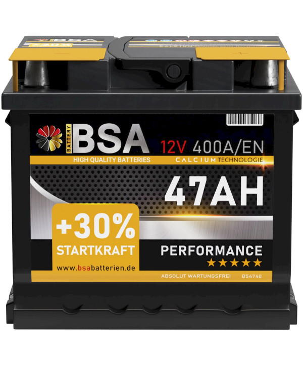 BSA Autobatterie 12V 47Ah Starterbatterie Auto KFZ Batterie