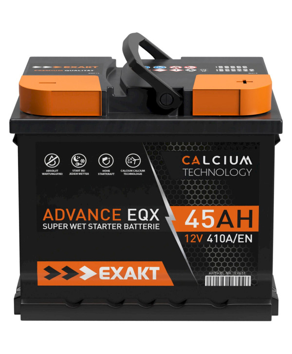 EXAKT Autobatterie 12V 45AH Starterbatterie