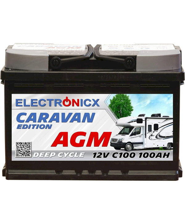 Electronicx Caravan Edition V2 Batterie AGM 100 AH 12V Wohnmobil Boot Versorgung