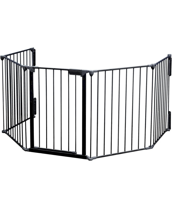 Wiltec Barrière de protection 300 cm Acier Porte et Support mural inclus