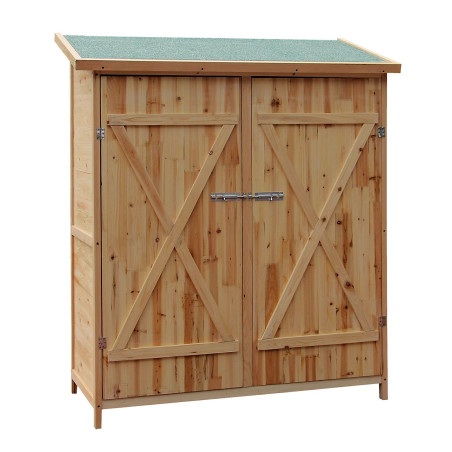 WilTec XXL Holz Gerätehaus 138×65,5×160 cm Geräteschuppen Gartenschrank Geräteschrank