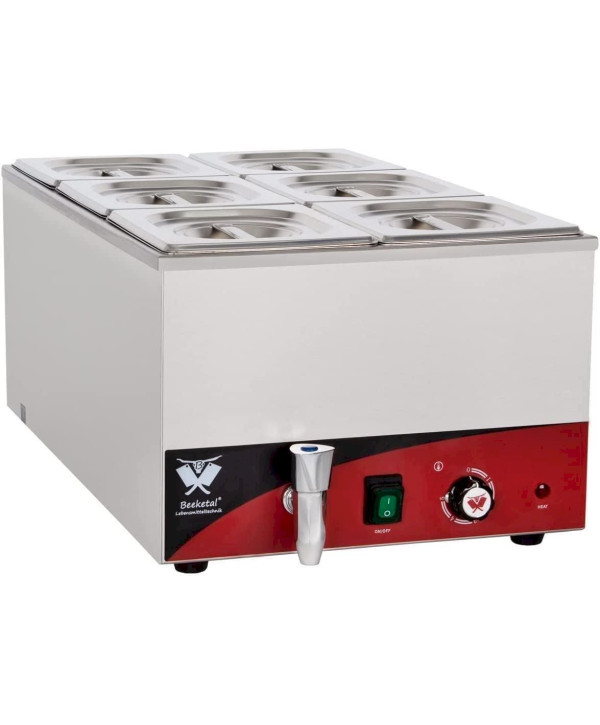 Beeketal BBM6 Speisenwärmer Wasserbad Bain Marie inkl. 6 x Behälter und Deckel