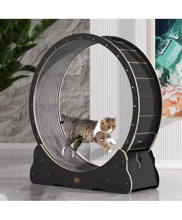 CanadianCat Company roue pour chat en bois L - 110 x 36,5 x 115 cm noir