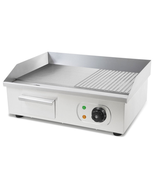 vertes Grillplatte 3000 Watt bis 300°C, Glatt und mit Rillen Bratplatte Plancha Grill Elektrisch