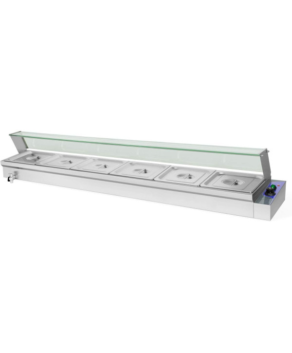 vertes Bain Marie avec Couvercle et vitre de Protection 6x 1/2 GN