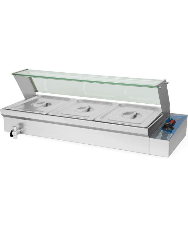 vertes Bain Marie avec Couvercle et vitre de Protection 3x 1/2 GN