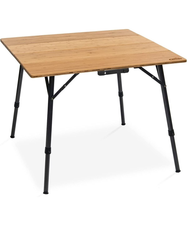 Qeedo Quick Kimmy M Table de Camping avec Plateau en Bambou 90x90 cm