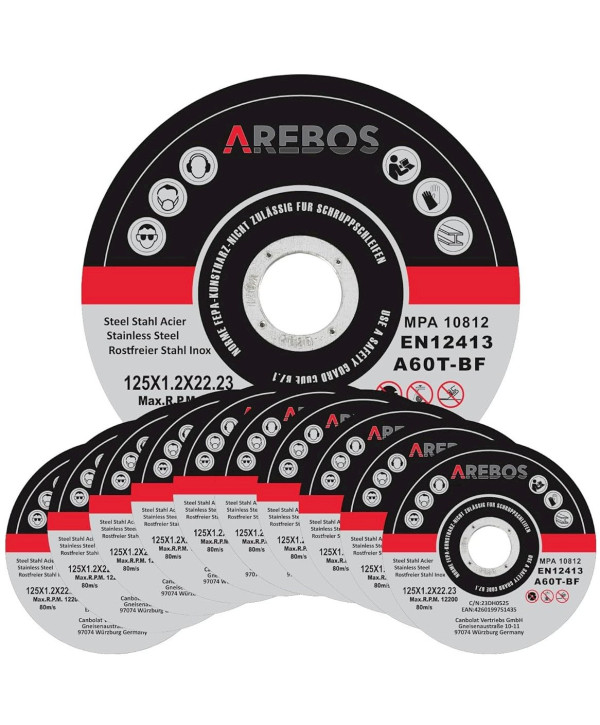 Arebos disques de coupe Ø125 x 1.2 mm - 200 pièces