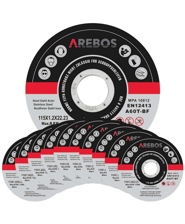 Arebos disques de coupe Ø115 x 1.2 mm - 400 pièces