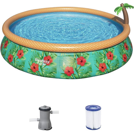 Bestway 57416 Fast Set Paradise Palms Pool Swimmingpool 457x84cm rund