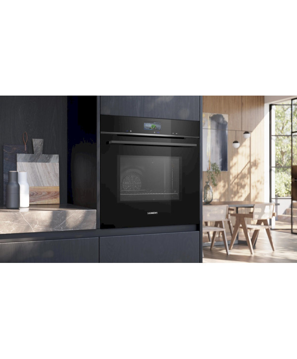 Siemens CM776GKB1 iQ700 Kompakt Einbau-Backofen mit Mikrowellenfunktion 60 x 45 cm schwarz