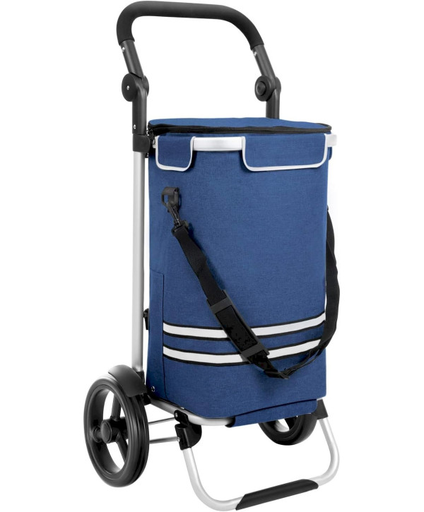 Caddie de course 35L pliable avec sac isotherme bleu