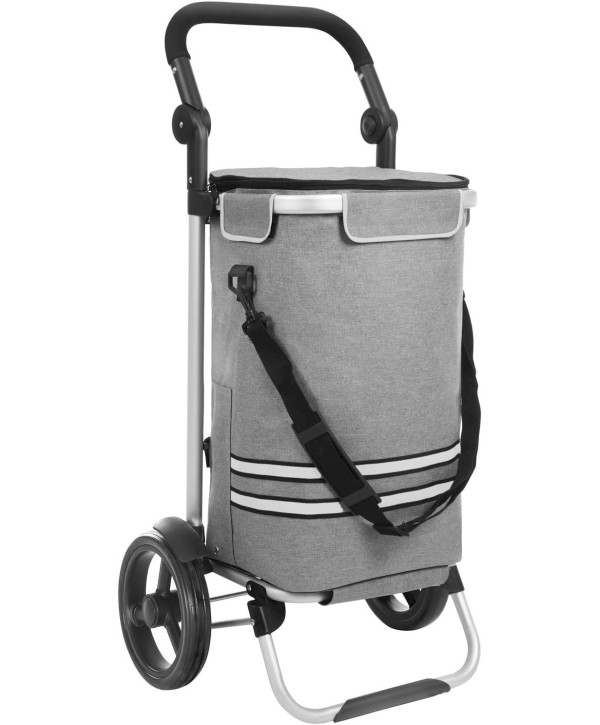 Caddie de course 35L pliable avec sac isotherme gris