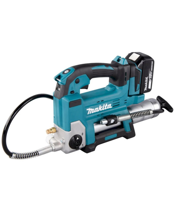 Makita DGP180RT Akku-Fettpresse 18V, 690 bar, 145/290 ml/min (mit 1x 5Ah Akku + Ladegerät)