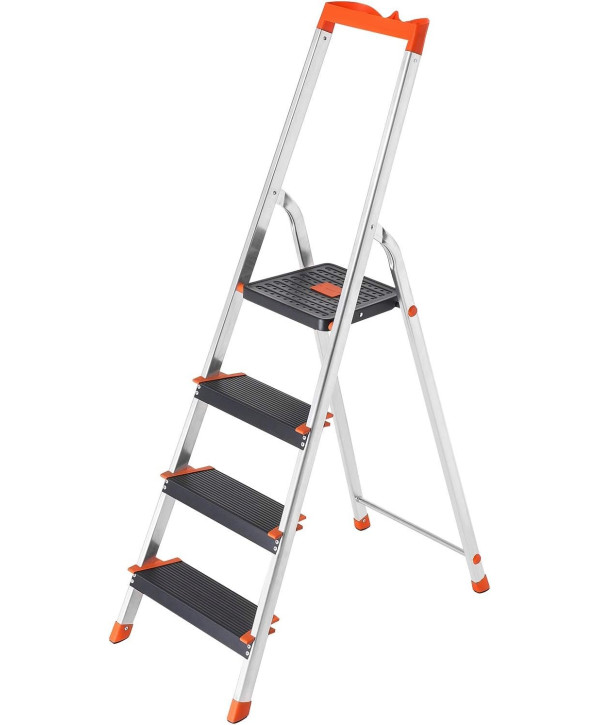 SONGMICS Trittleiter Stehleiter Leiter mit 4 Stufen 156cm bis 150 kg