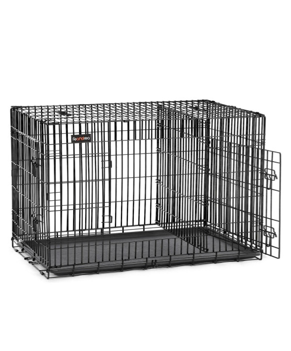 FEANDREA Hundekäfig 48''(XXL) - Schwarz Hundetransportbox Metall Faltbar Drahtkäfig Transportbox Käfig PPD48H