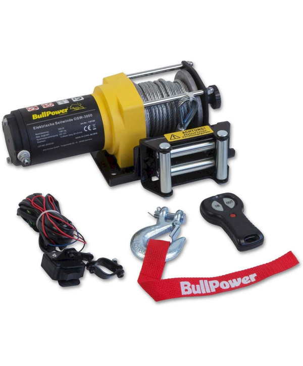 BullPower Elektrische Offroad Seilwinde Quad Elektrowinde Motorwinde 12V OSW-3000