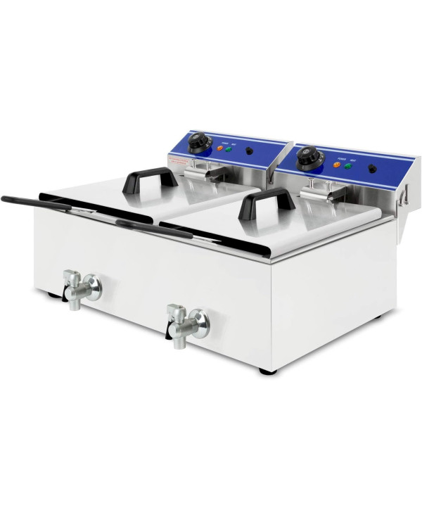 vertes Fritteuse 2 x 10L - Profi Edelstahl Doppel Fritteuse Gastronomie