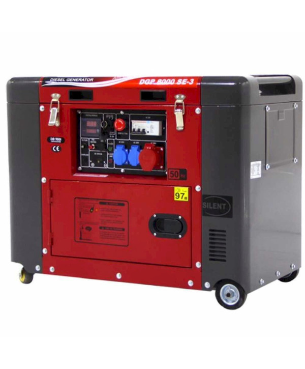 GeoTech Pro DGP8000SE-3 Drei­pha­si­ger Die­sel-Strom­erzeu­ger 5,5 KW, Schall­dämp­fer, E-Starter