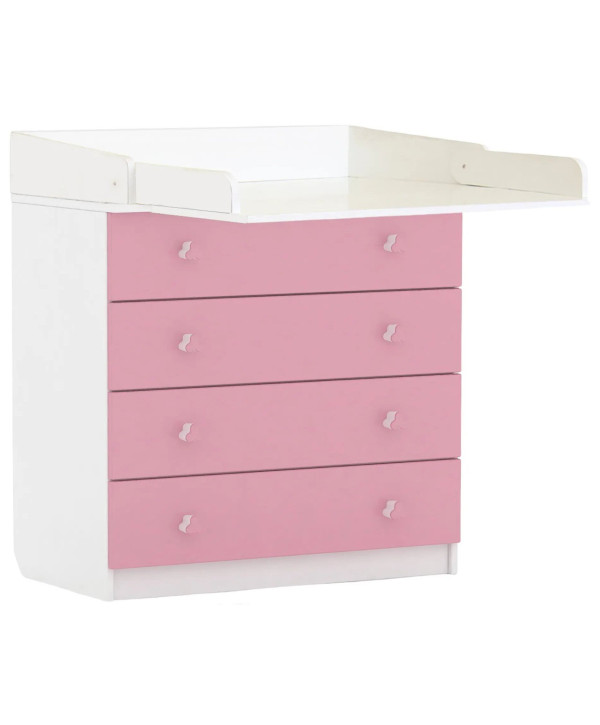 Polini Kids Simple 1580 commode à langer blanc-rose