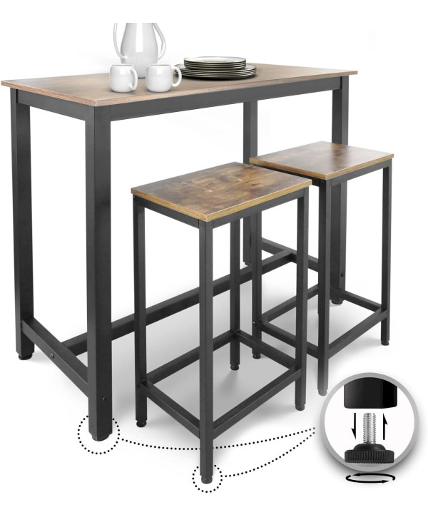 Table haute avec 2 tabourets rustique - style industriel