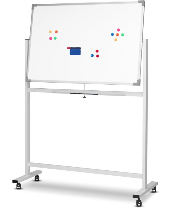 Mobile Magnettafel Whiteboard 110x75cm mit Rollen + 12 Magnete + 3 Marker + Schwamm