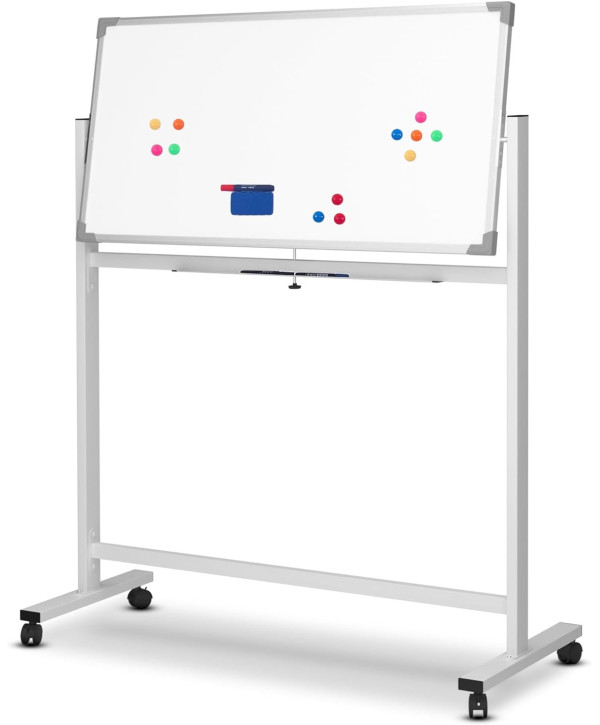 Mobile Magnettafel Whiteboard 120x60cm mit Rollen + 12 Magnete + 3 Marker + Schwamm