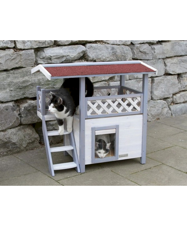 Kerbl Lodge Ontario maison pour chat 2 niveaux 77x50x73cm