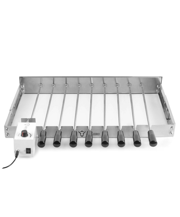 BBQ-Toro Edelstahl Grillaufsatz mit 9 Spießen 56x26-40cm Motor links