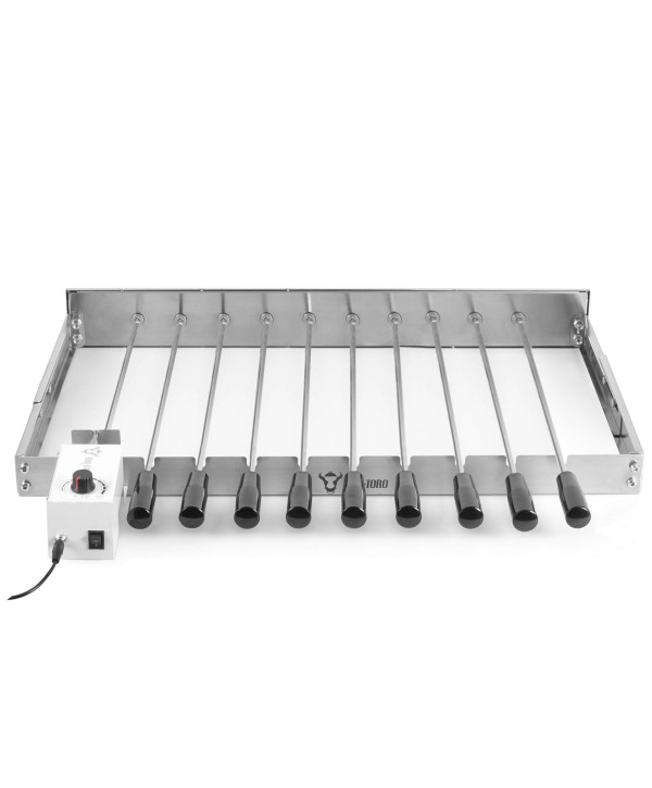 BBQ-Toro Edelstahl Grillaufsatz mit 10 Spießen 58x26-40cm Motor links