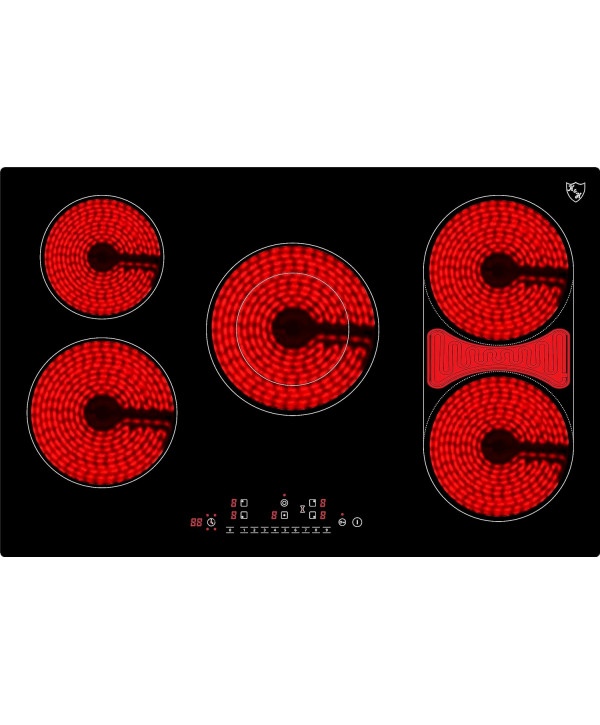 K&H 5 Zonen Glaskeramikkochfeld 80cm Elektro Autark Eigebaut NC-9007