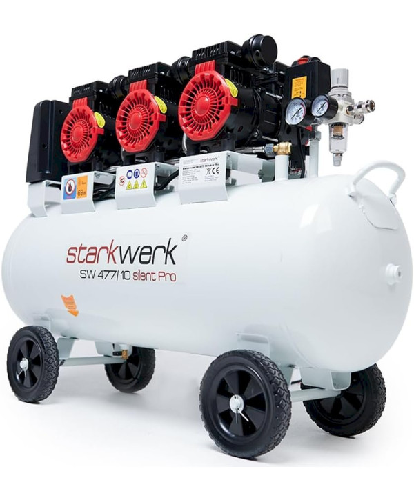 Starkwerk SW 477/10 Pro Flüsterkompressor Kompressor Silent 400V 100 Liter