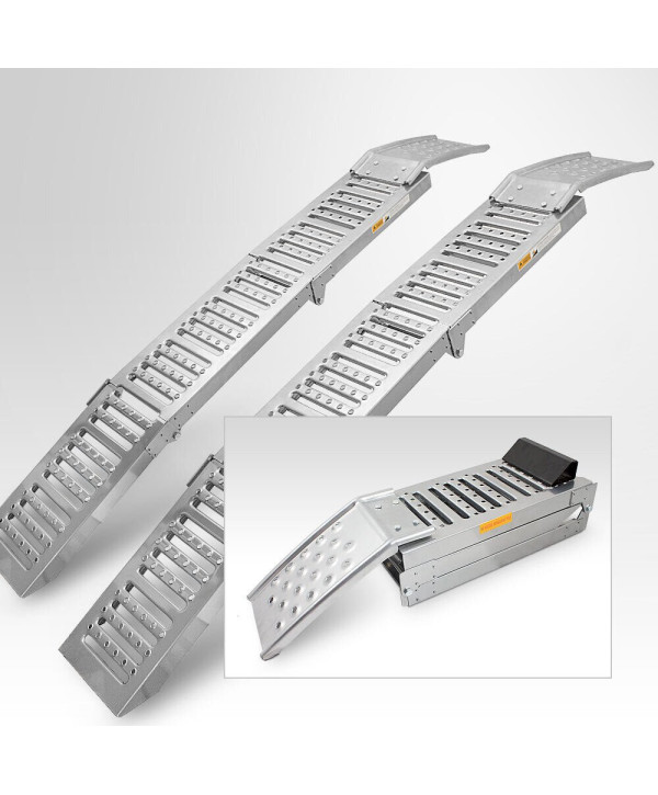 Bituxx 2x Servicerampe bis 1100kg zusammengeklappt als Auffahrrampe 250kg Silber