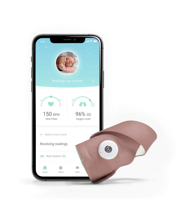 Owlet Babyphone Smart Sock 3 Écoute-bébé avec Suivi de la Fréquence Cardiaque Rose Poudré