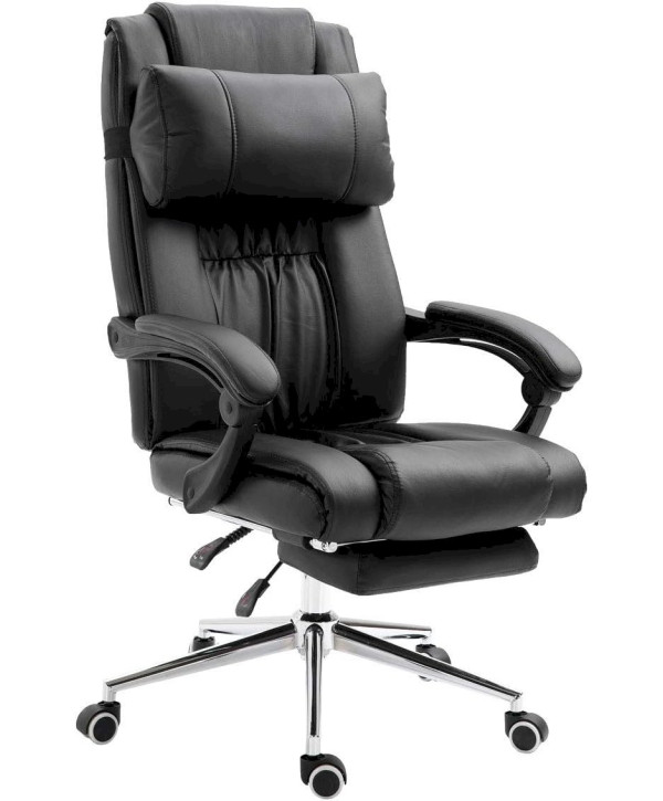 SVITA chaise de bureau repose-pieds fauteuil de direction noir