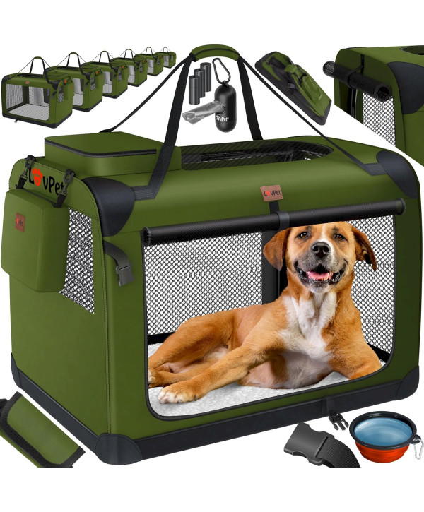 Lovpet Hundetransportbox faltbar 60x42x42cm khaki