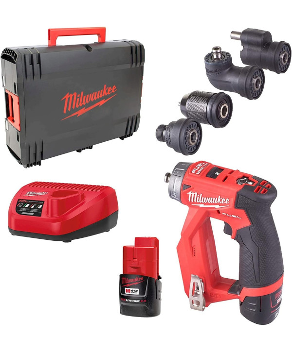 Milwaukee M12 FDDXKIT-202X Akku-Bohrschrauber mit Wechselköpfen (2x 2Ah Akkus + Ladegerät)