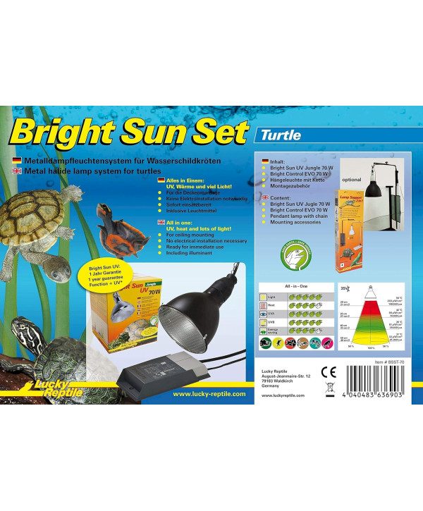 Lucky Reptile Bright Sun Set Turtle 70W kit de lampes à vapeur métallique UV pour les tortues aquatiques