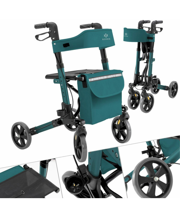 KESSER Alu Rollator klappbar Leichtgewichtsrollator Laufhilfe Petrol