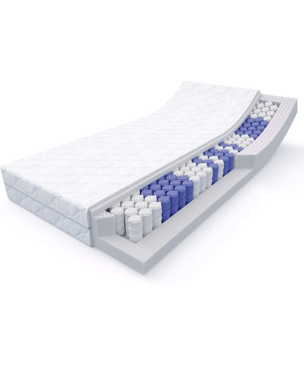 Matelas à ressorts ensachés 7 zones MEDIC - H5 très ferme - 180 × 200 cm - hauteur env. 21 cm (2x noyau de 90)