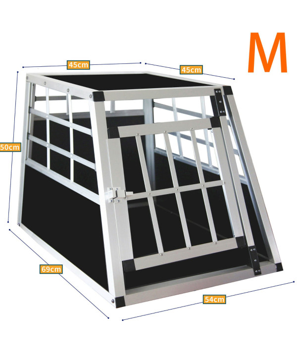 ALU Hundetransportbox M mit Singletür (54x69x50cm) Autotransportbox Hundebox Transportbox Reisebox