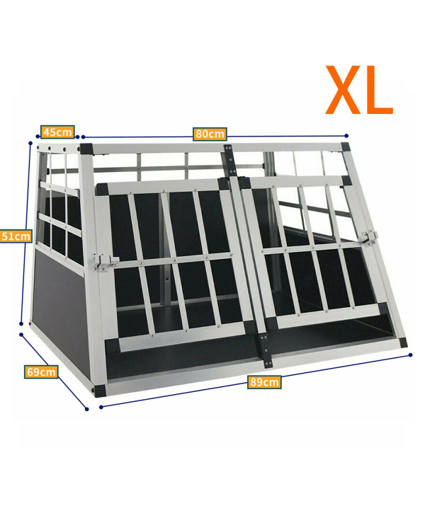 ALU Hundetransportbox XL mit Doppeltür (69x90x50,5cm) Autotransportbox Hundebox Transportbox Reisebox