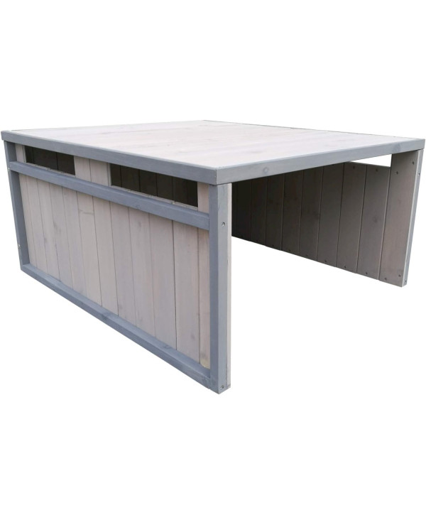 WilTec Garage de Robot tondeuse Toit en pente Bois massif Abri Carport Gris 80x70x38cm