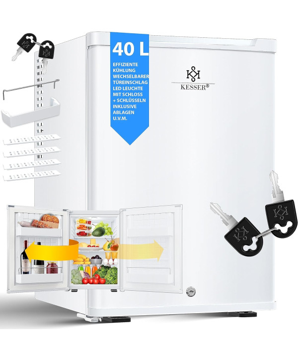 KESSER Mini réfrigérateur avec Serrure Mini Bar de 40L Blanc